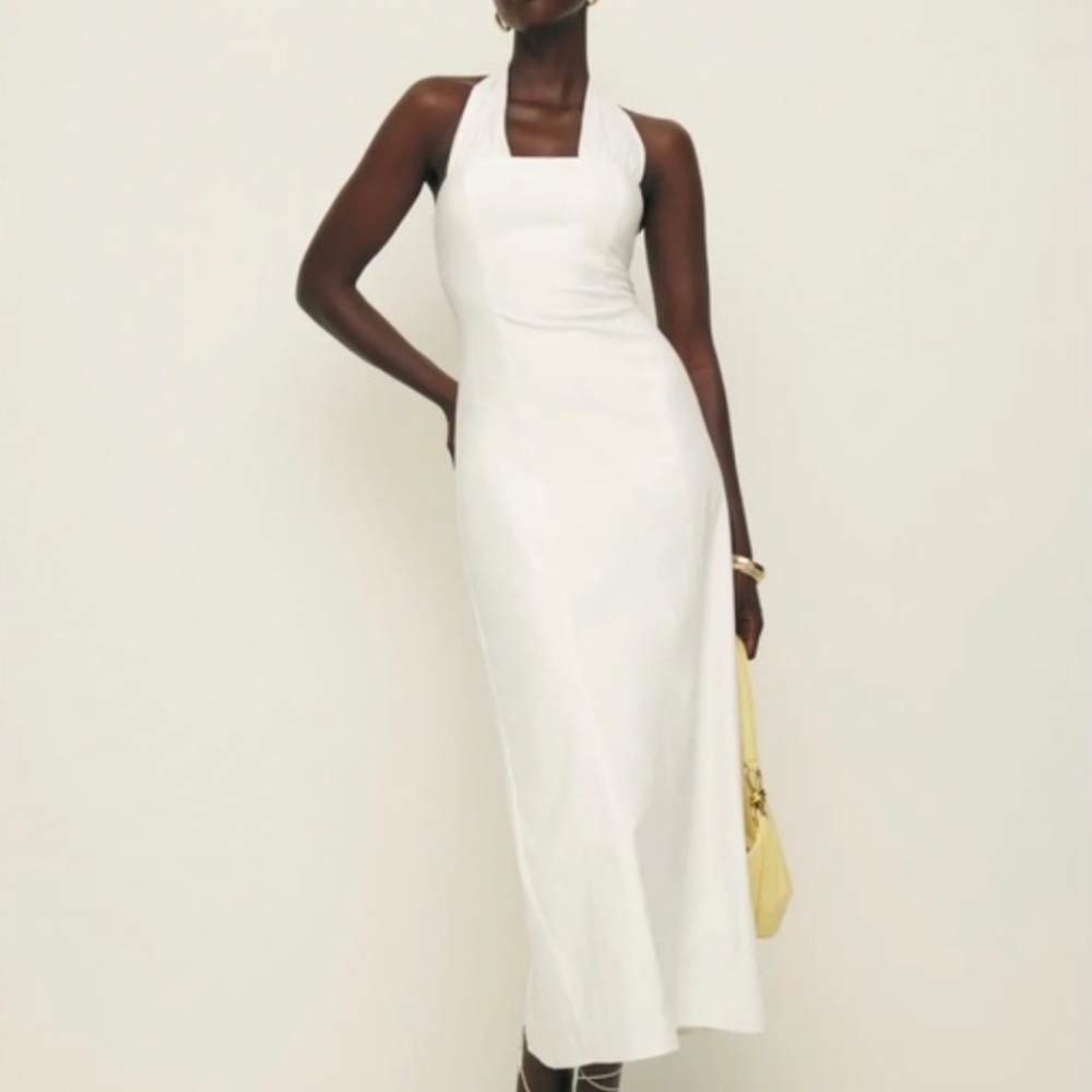 Reformation Bessi Linen Halter Midi Dress